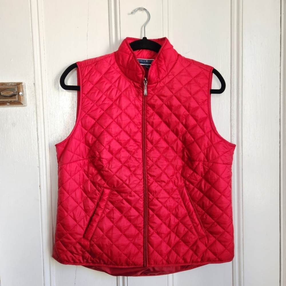 Karen Scott Sport Red Quilted Puffer Vest Size Petite L
